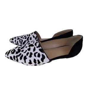 Aerosoles Black White Animal Print Calf Hair Towncenter Pointed Toe Flats Size 7